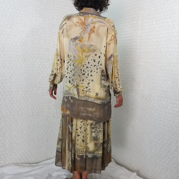 SOLD🌈1990s Laurèl oversized silk blouse & skirt - Picture 2 of 16